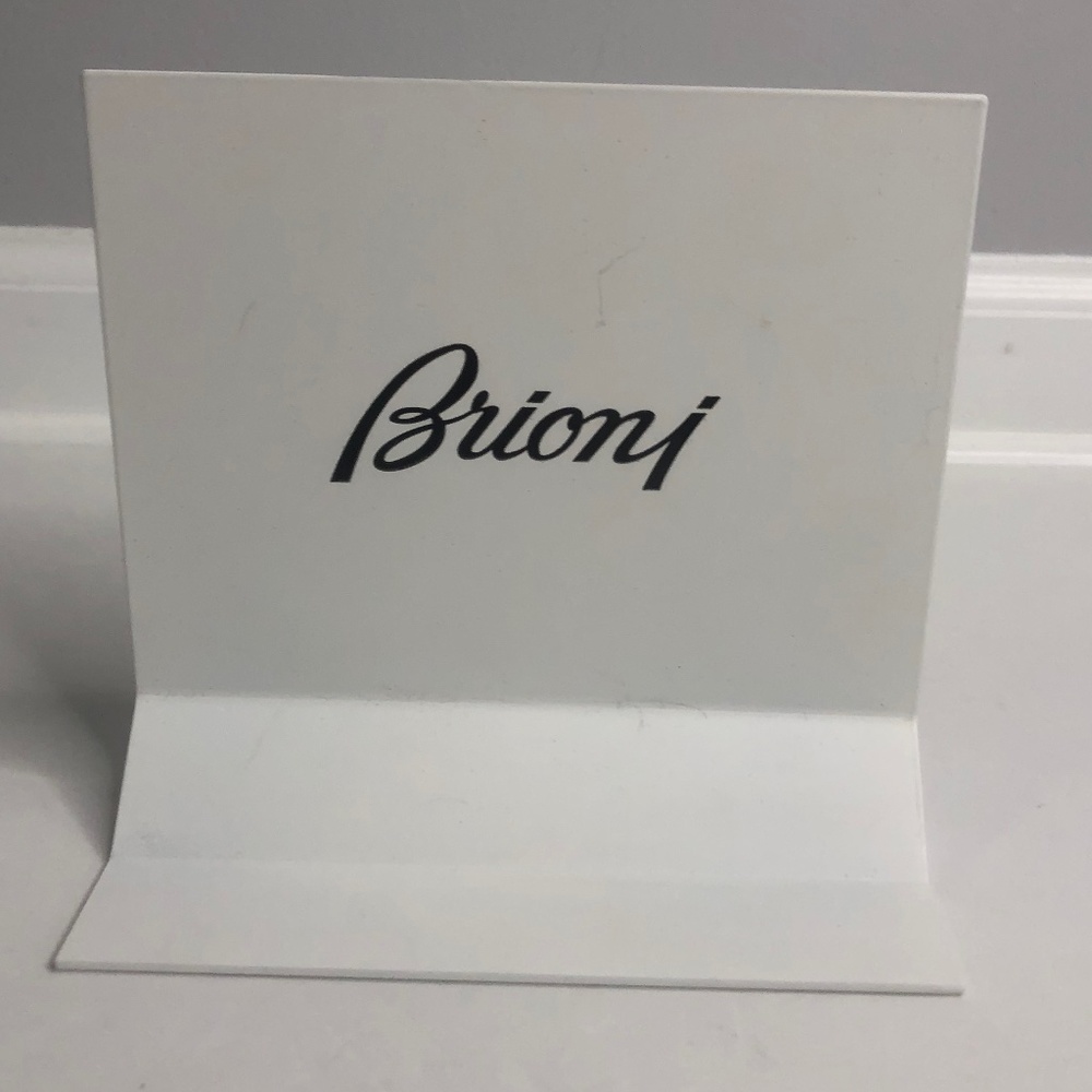 Brioni White Black Seasonal Plaque 'Brioni' Signage